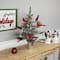 2ft. Pre-Lit Potted Frosted Mixed Pine with Cardinals Christmas Tree, Warm White LED Lights